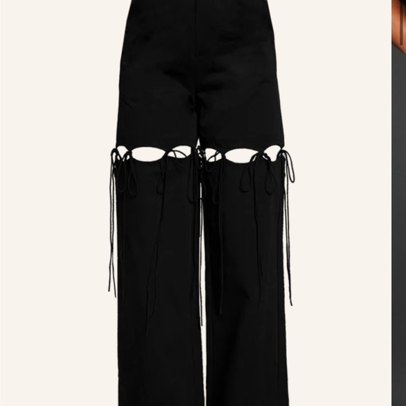 Chic Black Cut-Out Wide-Leg Pants - Picture 1 of 8